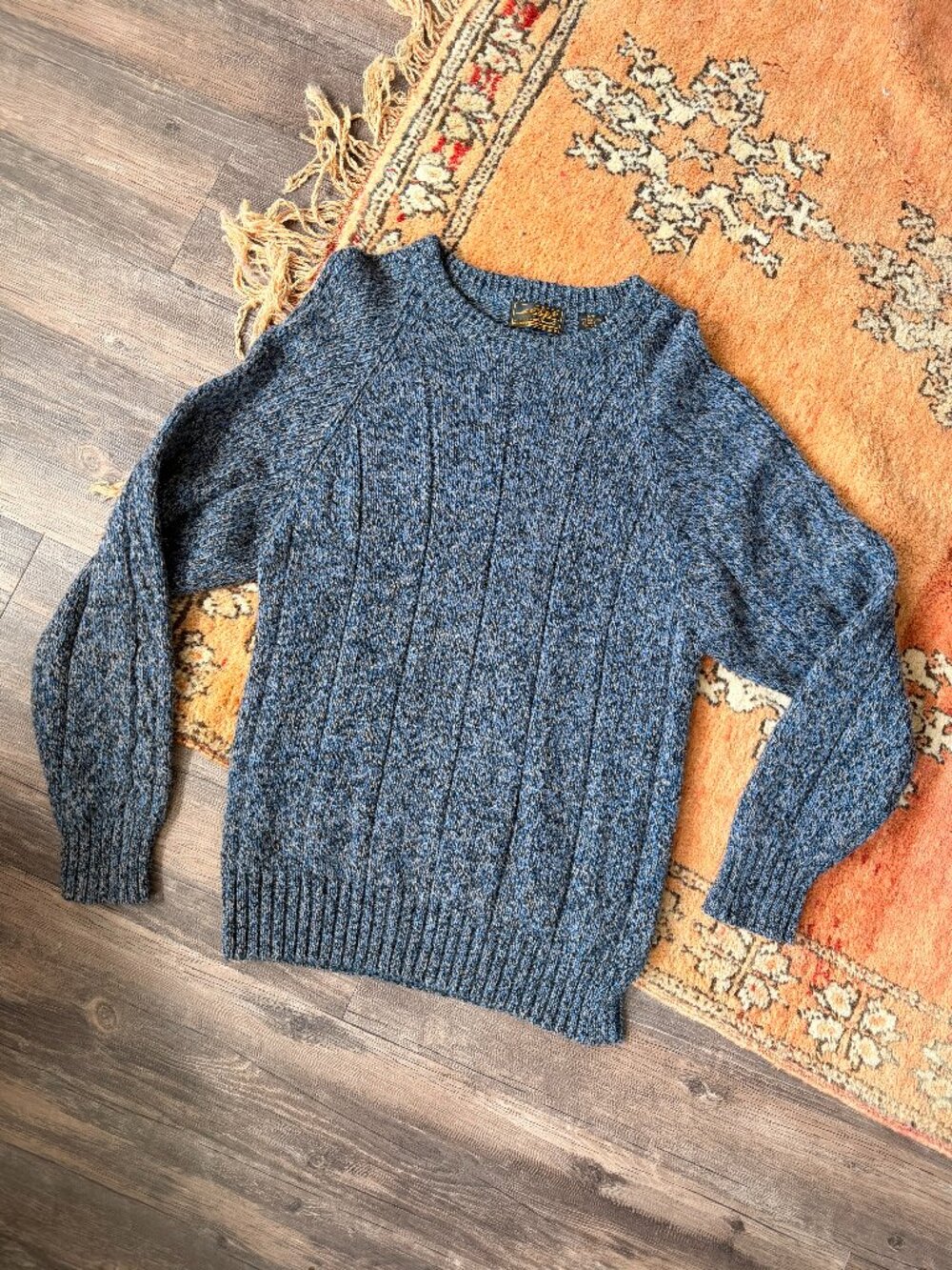 Vintage Eddie Bauer Wool Sweater Small Blue Knit Pullover 90s Outdoor Classic